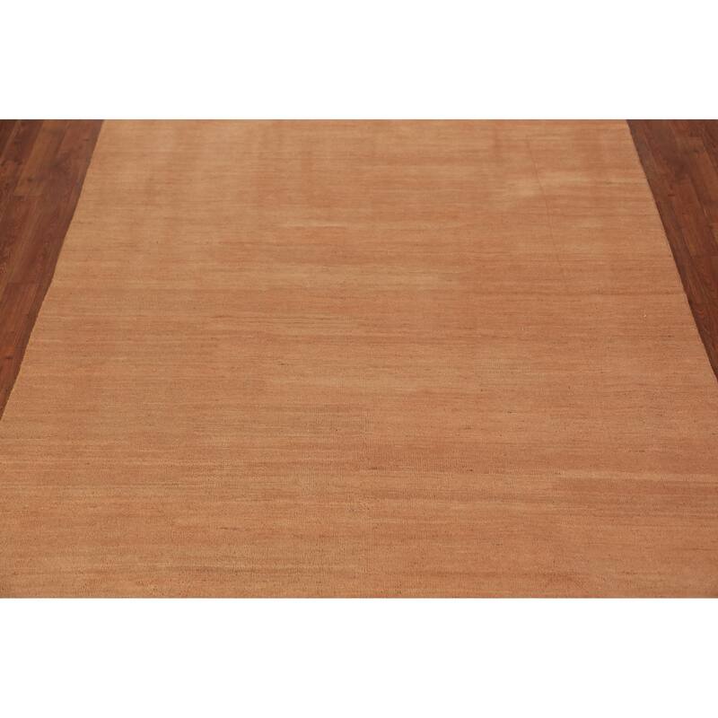 Modern Gabbeh Area Rug Handmade Oriental Solid Wool Carpet - 5'7" x 7'11"