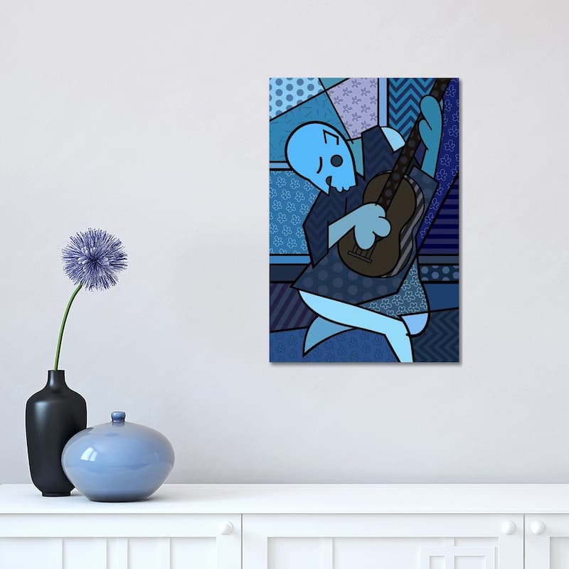 iCanvas "The Old Guitarist 2 (After Pablo Picasso)" by 5by5collective Canvas Print - 18x12x1.5