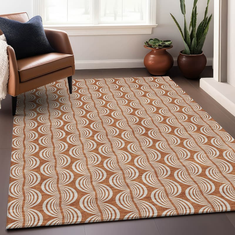 Machine Washable Indoor/ Outdoor Contemporary Chantille Rug - Paprika - 8' x 10'
