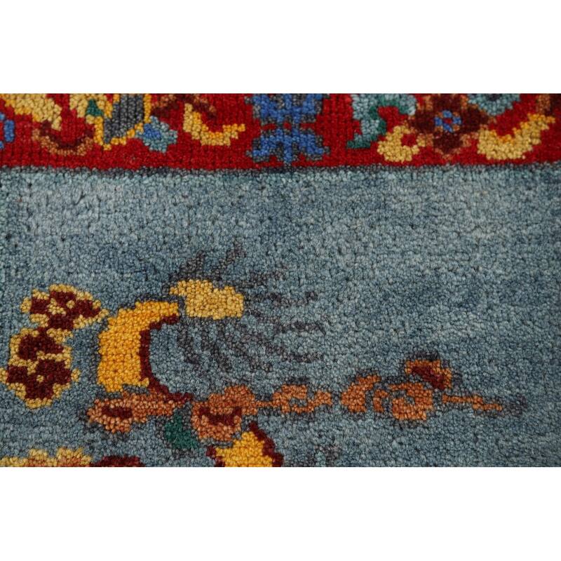Hand Knotted Oriental 100% Wool Carpet Traditional Bordered Navy Blue & Blues Art Deco Area Rug - 3' 0'' X 2' 0''