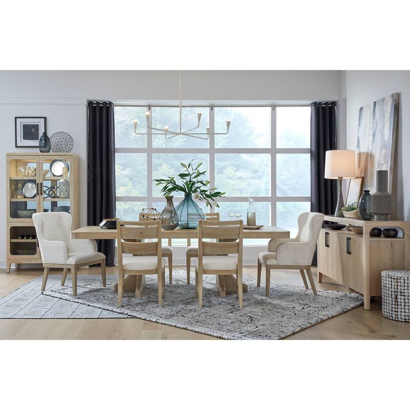 Magnussen Home Somerset Butternut Extendable Trestle Dining Table - 40''W x 76''D x 29.75''H