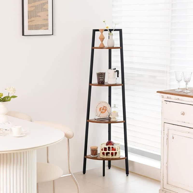4-Tier Corner Bookshelf - Berry Brown