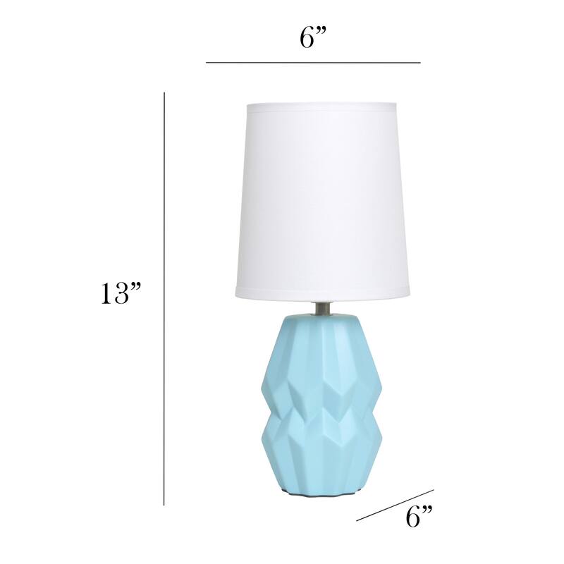 Geometric Ceramic Table Lamp with White Drum Shade - 19.5" - Pale Blue