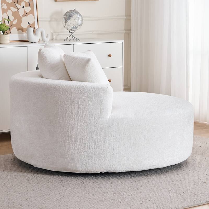 Oversized Swivel Accent Chair, Chenille Round Chairs Upholstered Swivel Chair, Single Sofa Armchair, Sleeper Chair