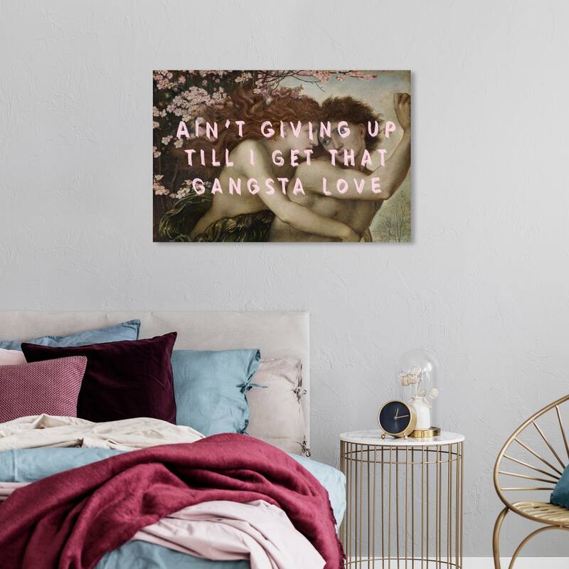 Wynwood Studio Canvas Fashion and Glam Gangsta Love Pink and Light Pink Modern & Contemporary Wall Art Canvas Print - 24 x 36