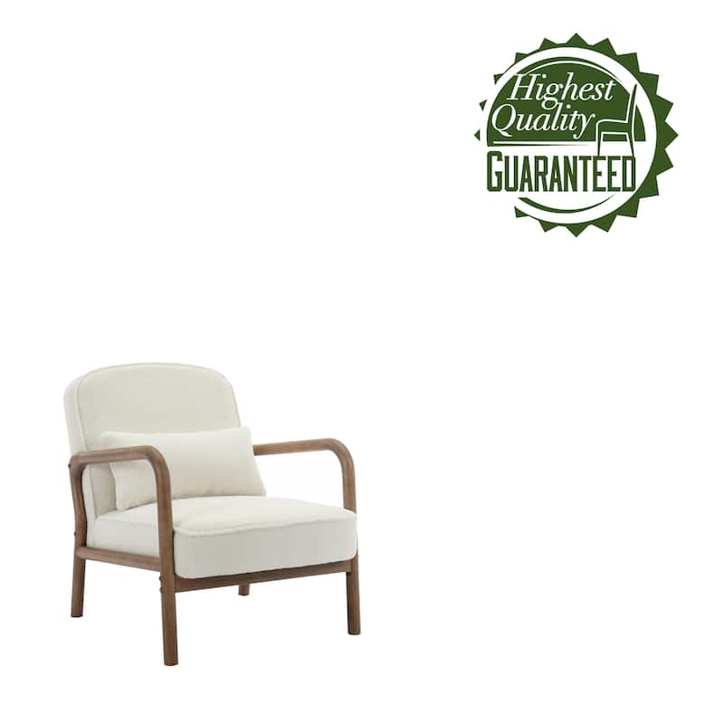 Porthos Home Keats Sherpa Fabric Accent Chair with Rubberwood Legs and Toss Pillow