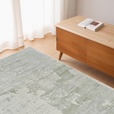 Biku Distressed Abstract Modern Stain Resistant Durable Area Rug By HomeRoots