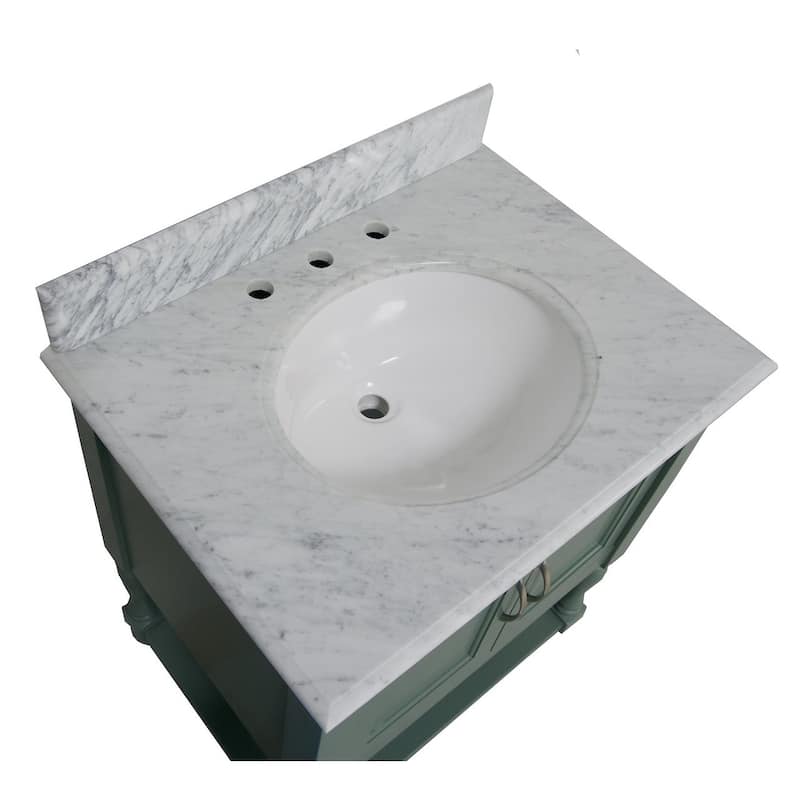 KitchenBathCollection Beverly 30" BathroomVanity w/ Carrara Marble Top