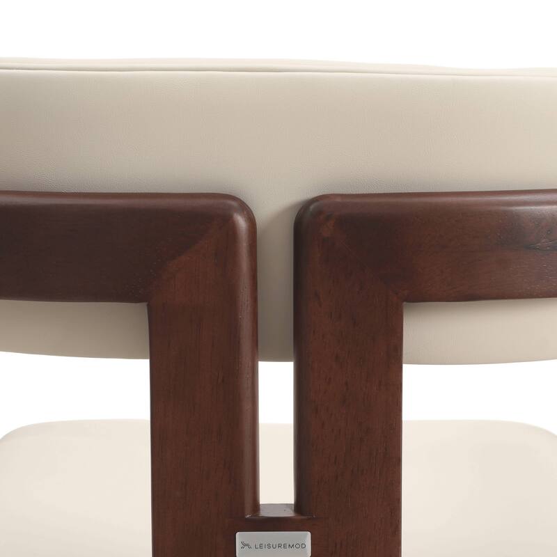 Dining Chairs Upholstered Leather Seats in Rubberwood Set of 4 Arm Chairs Open Back Design