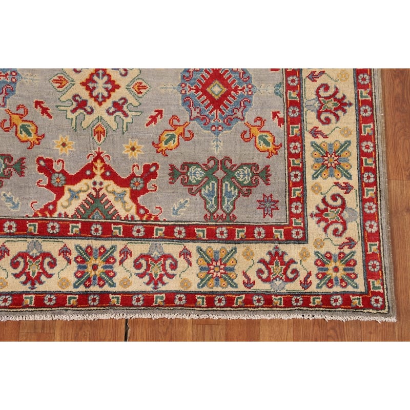 Kazak Oriental Area Rug Hand-Knotted Living Room Wool Carpet - 4'11" x 6'8"