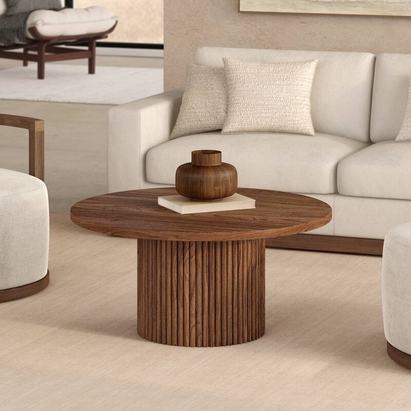 Rollan 32" Wide Round Fluted Coffee Table - 32" Wide