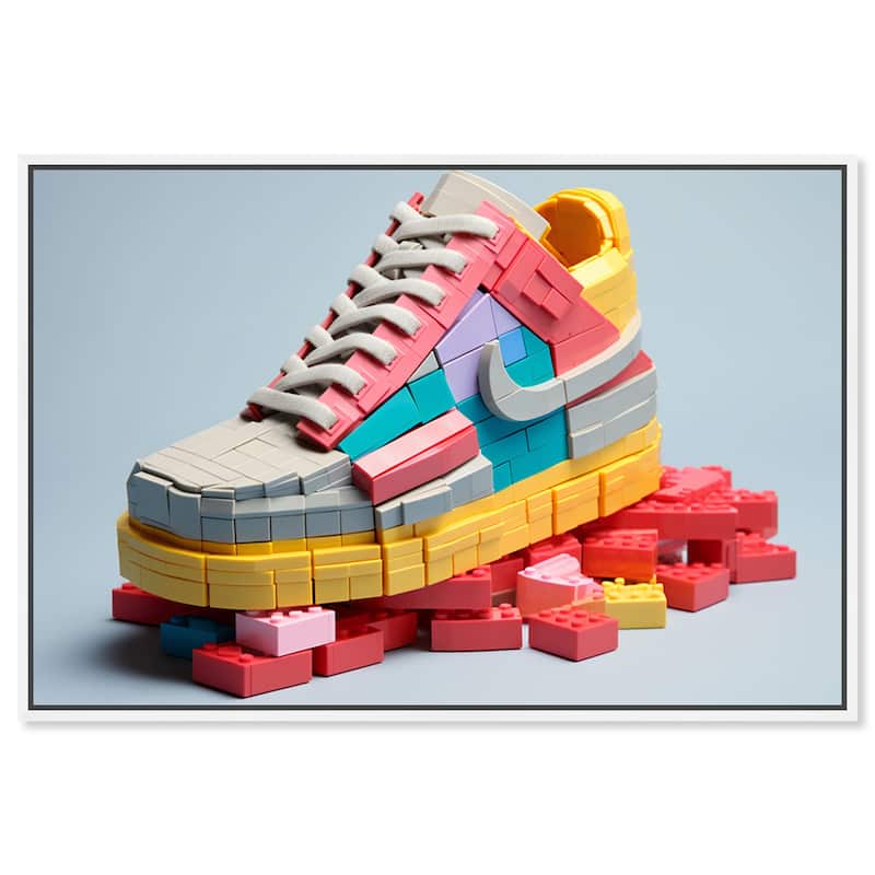 Notoriart Toy Sneaker Pastel Framed Sneaker 1 Piece Canvas Wall Art - 46 x 31 - White