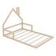 preview thumbnail 5 of 18, Full Size Wood Floor Bed with House-Shaped Headboard, Natural Finish for a Playful and Modern Bedroom Look