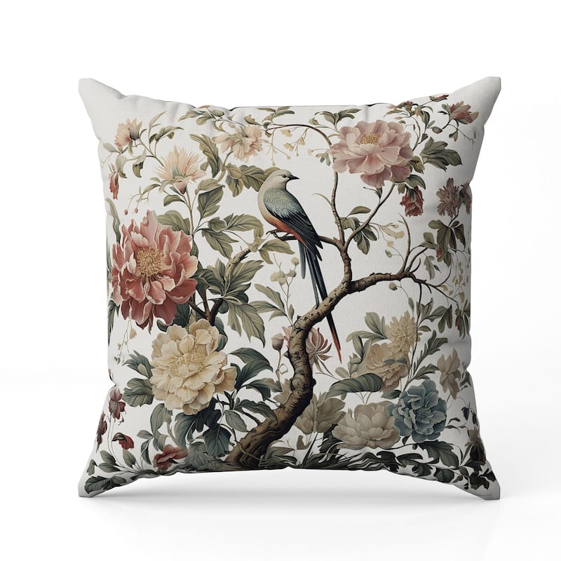 Bloom Bower Bliss Indoor/Outdoor Reversible Throw Pillow White and Green