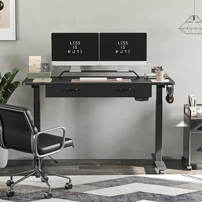 FEZIBO/Home Office Furniture/Wood/Standing Desk With 2 Drawers/Desks