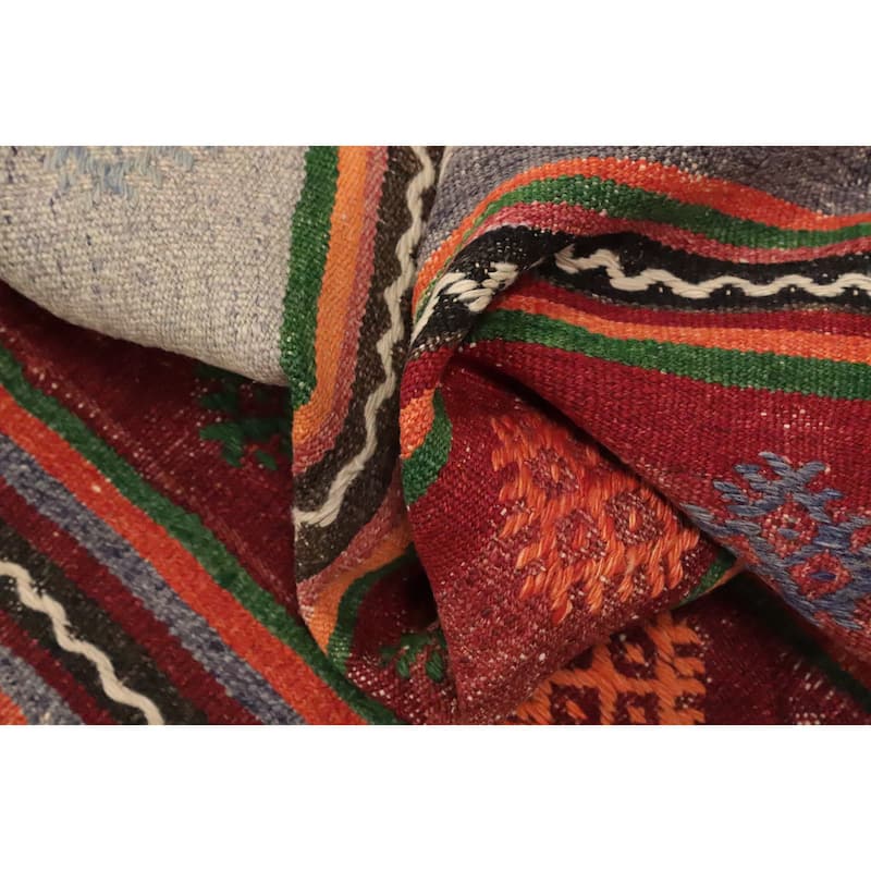 Hand Woven Oriental 100% Wool Carpet Southwestern Tribal Multi-Colored Kilim Area Rug - 8' 4'' X 5' 4''