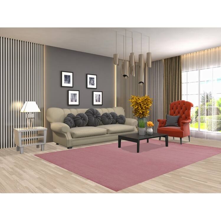 Hand Knotted Oriental 100% Wool Carpet Modern Solid Pink Gabbeh Area Rug - 9' 2'' X 6' 2''