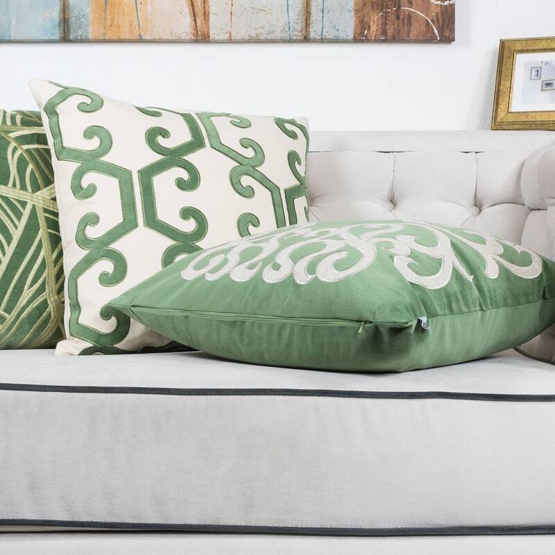 Vintage Vine Pattern Throw Pillow with Velvet Cover 20x20 Inches