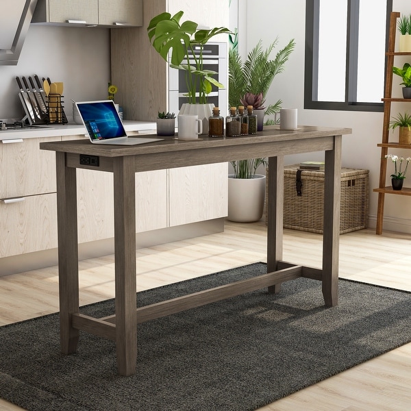 Furniture of America Ibella 64-inch Counter Table with USB Port. Opens flyout.