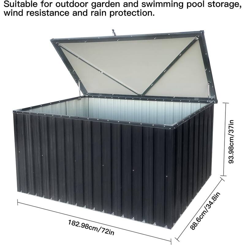 Outdoor Deck Box,Waterproof Lockable Metal Storage Container for Patio Cushions Gardening Tools and Pool Toys