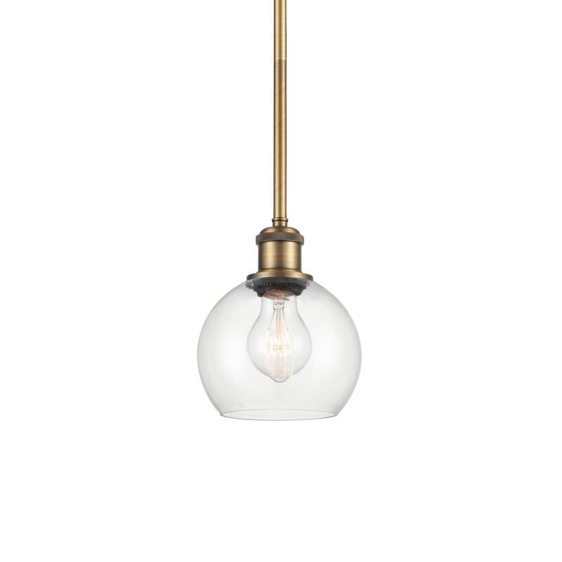 Innovations Lighting 516-1S-8-6 Athens Pendant Athens 6" Wide Mini - Brushed Brass / Clear