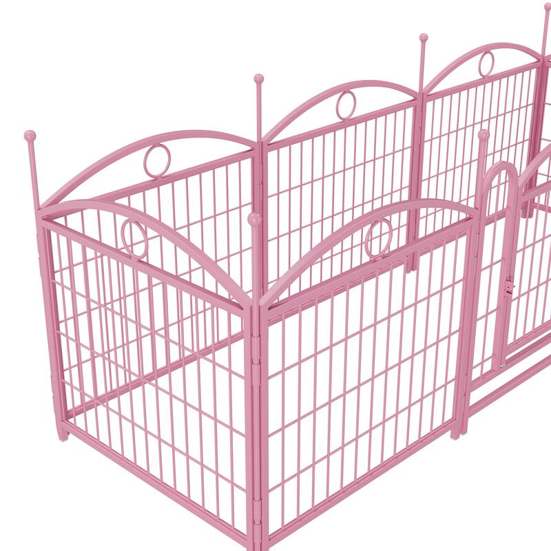 Dog Playpen 24 inch 8 Panels Metal Dog Pen Pet Dog Fence with Doors, Heavy Duty Dog Fence Puppy Pen Foldable Pet Exercise Pen