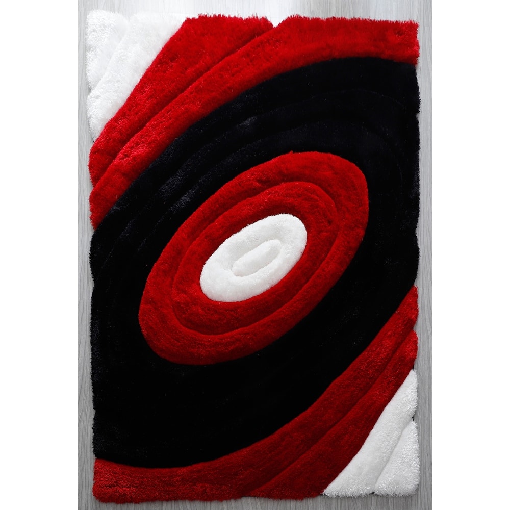 Mateos Shag Collection Red/Black Area Rug