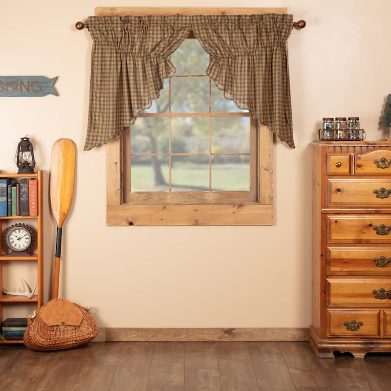 Cedar Ridge Prairie Swag Scalloped Set of 2 36x36x18 - Prairie Swag 36x36x18 - Prairie Swag 36x36x18 - 36 Inches - Cedar Green/Natural/Dark Brown