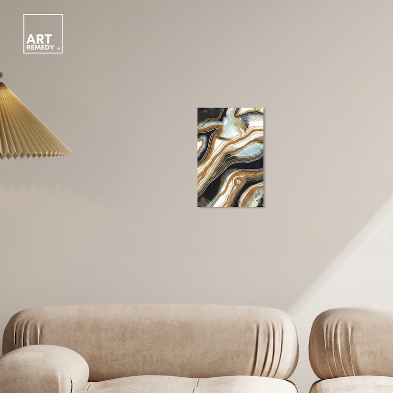 Art Remedy Black And Gold I Gallery Wrapped Mineral, Agate & Geode 1 Piece Canvas Wall Art