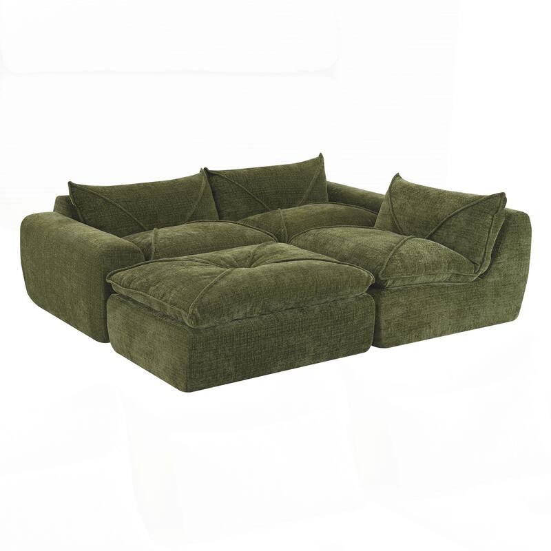 Compressed Sofa with High Density Foam, Integrated Backrest&Seat Cushion, Decorative Edging