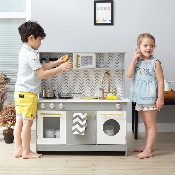 slide 2 of 8, Teamson Kids - Little Chef Berlin Modern Play Kitchen - Grey / White