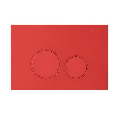 Wall Mount Dual Flush Actuator Plate With Round Push Buttons In Matte Red - 9.65" x 6.5" 0.55"