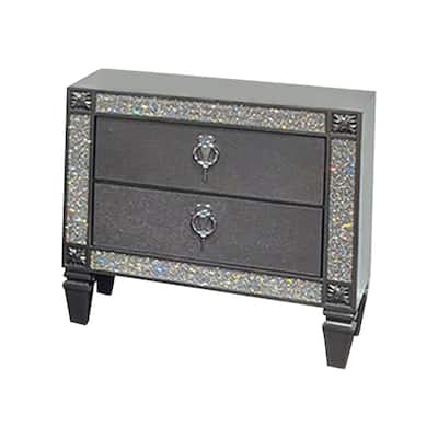 Gray/Silver 2 Drawer 26 in. W Nightstand with Trimmed Edge Design