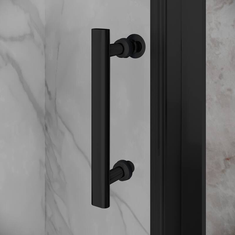 Elegant Bi-Fold Frameless Pivot Swing Shower Door Enclosure with Clear Glass Panel and Hardware Kit Reversible Installation