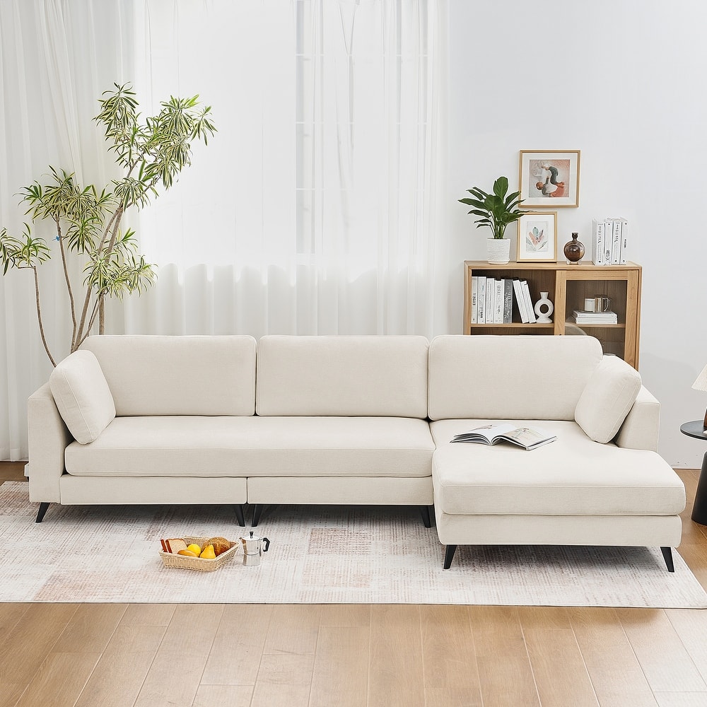 120" 3 Seater Chenille Upholstered Modular Sectional Sofa With Chaise Lounge