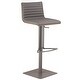 Grey Faux Leather Armless Swivel Bar Stool with Grey Metal Base - 43