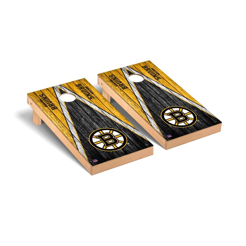 Boston Bruins NHL Triangle Cornhole Board Set - Include Team Bags + Carry Case