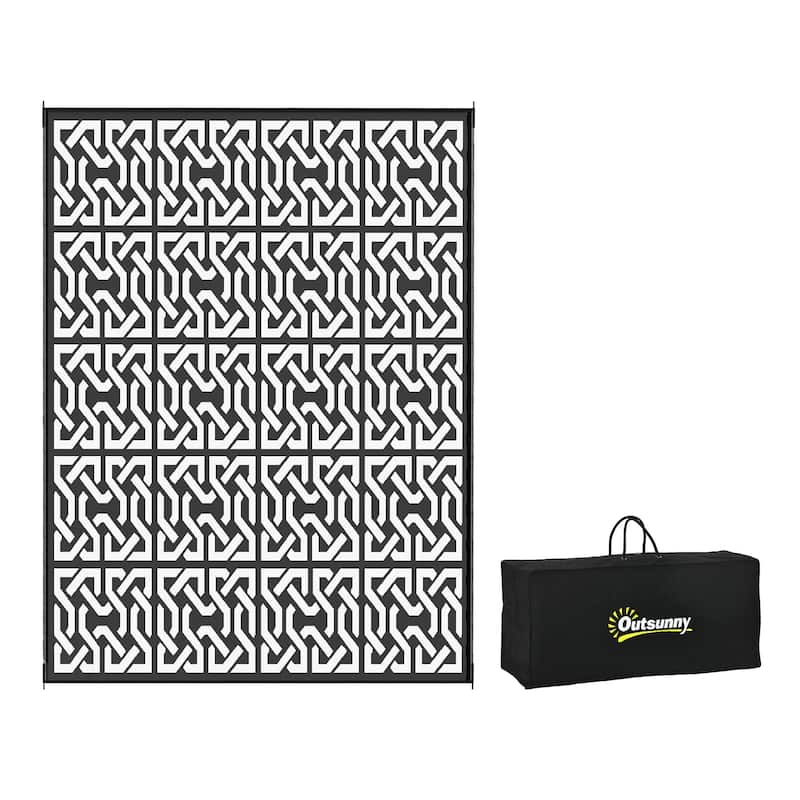 Outsunny Reversible Outdoor Rug, 9' x 12' Waterproof Plastic Straw Floor Mat, Portable RV Camping Carpet - 9' x 12'