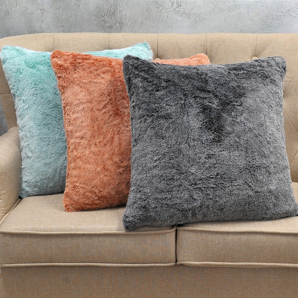 Tip Dyeing Light Fauxfur Square Pillow Covers set of 2, NO INSERT