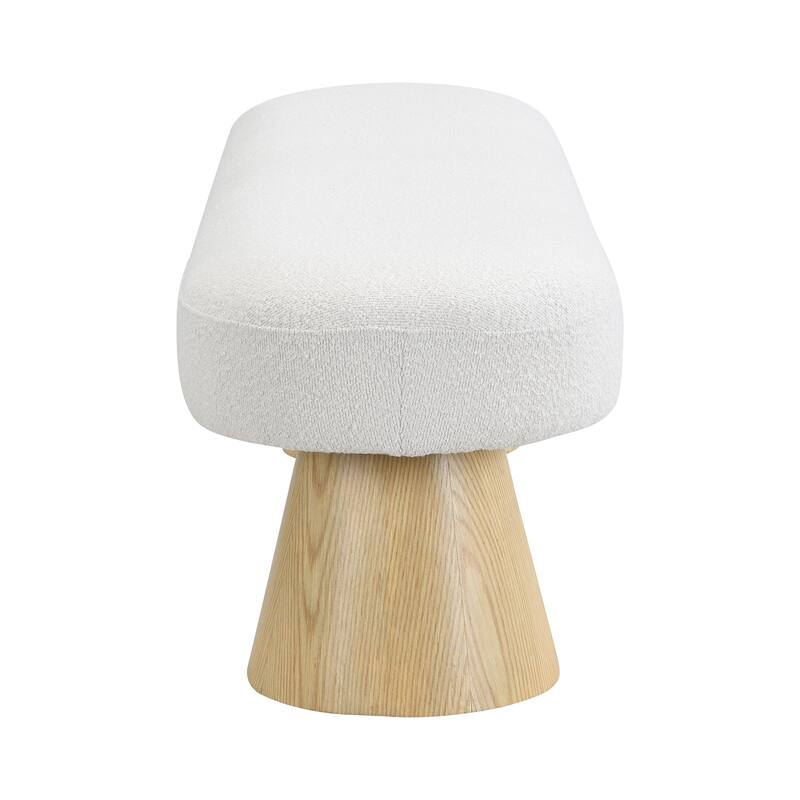 64"L Beige Boucle Dining Room Ottoman Bench