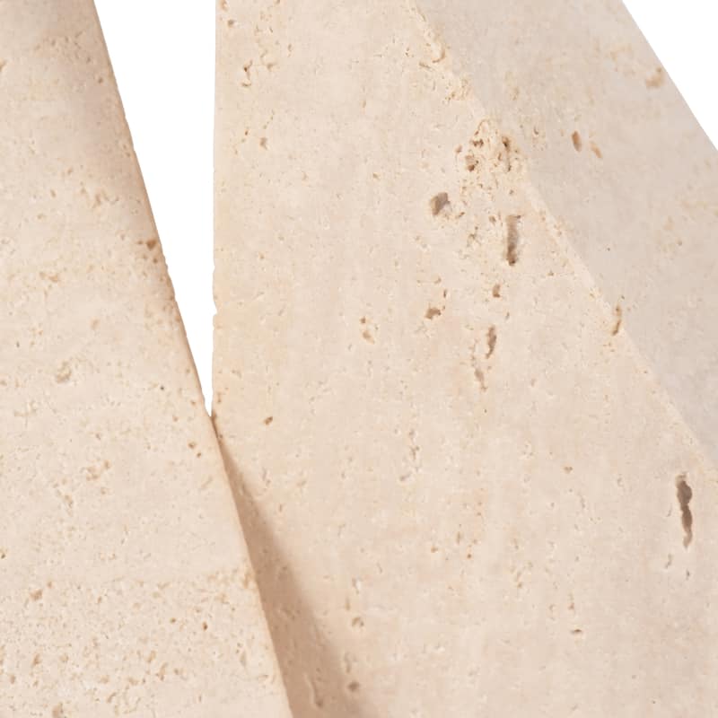 Modern Travertine Triangular Bookends - Decorative Book Ends - 5", Tan - 5.0"