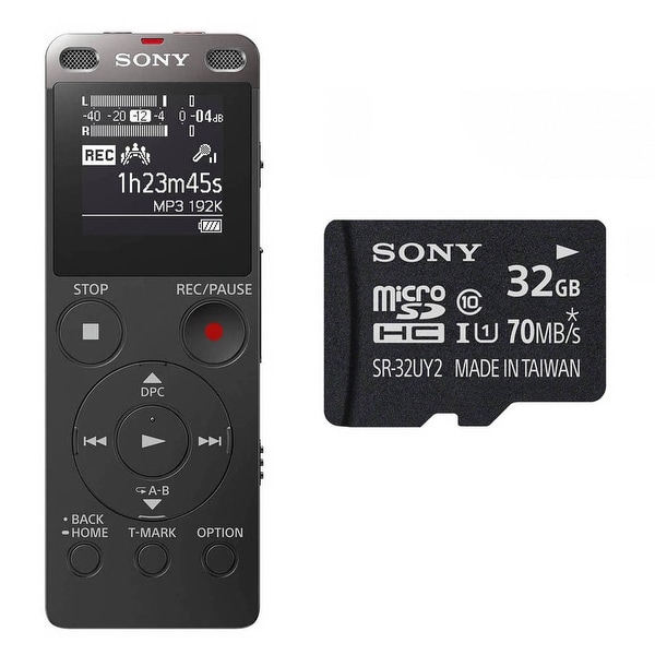 Sony ICD-UX560 Stereo Digital Voice Recorder w/Built-in USB w/ 32GB Card - black