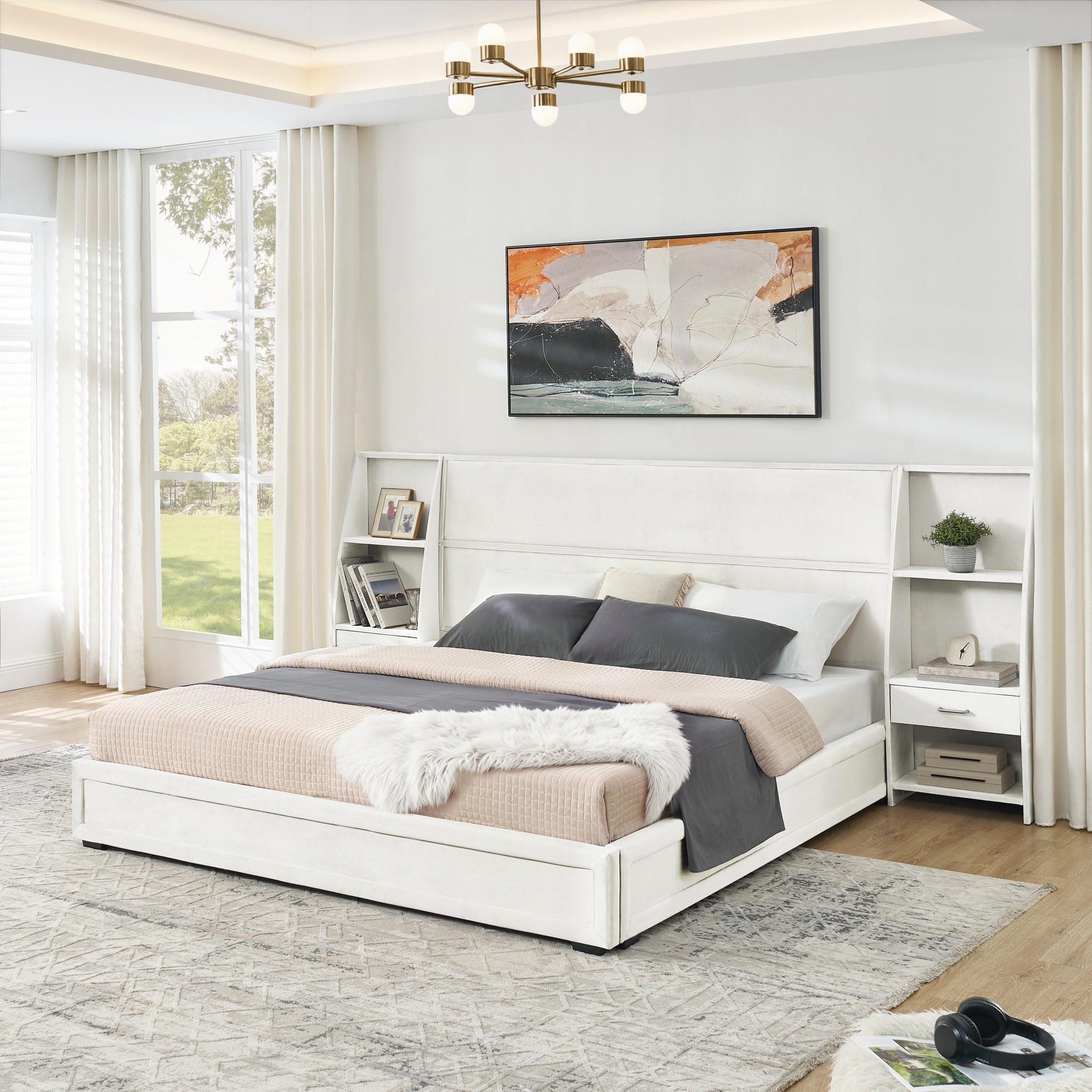King Size Modern Storage Platform Bed Frame