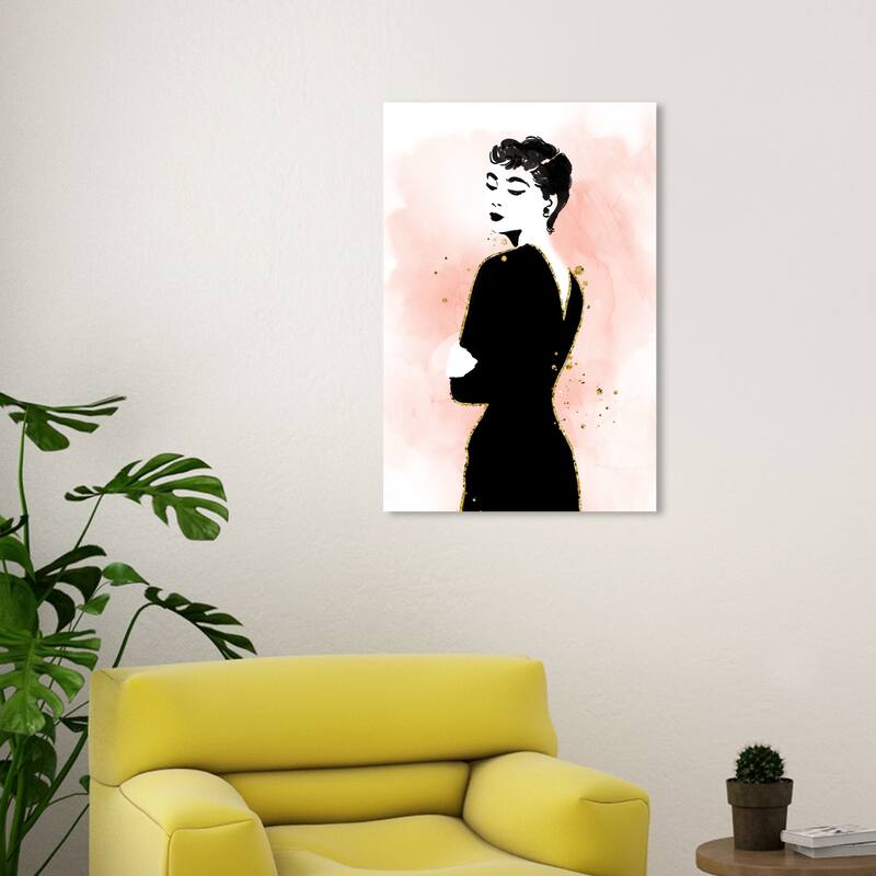 Wynwood Studio Fashion and Glam Iconic Silhouette Black and Light Pink Modern & Contemporary Wall Art Canvas Print - 30 x 20