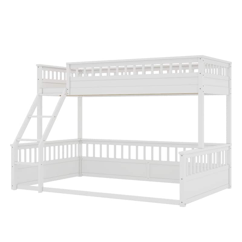 Twin XL Over Queen Bunk Bed with Ladder and Guardrails