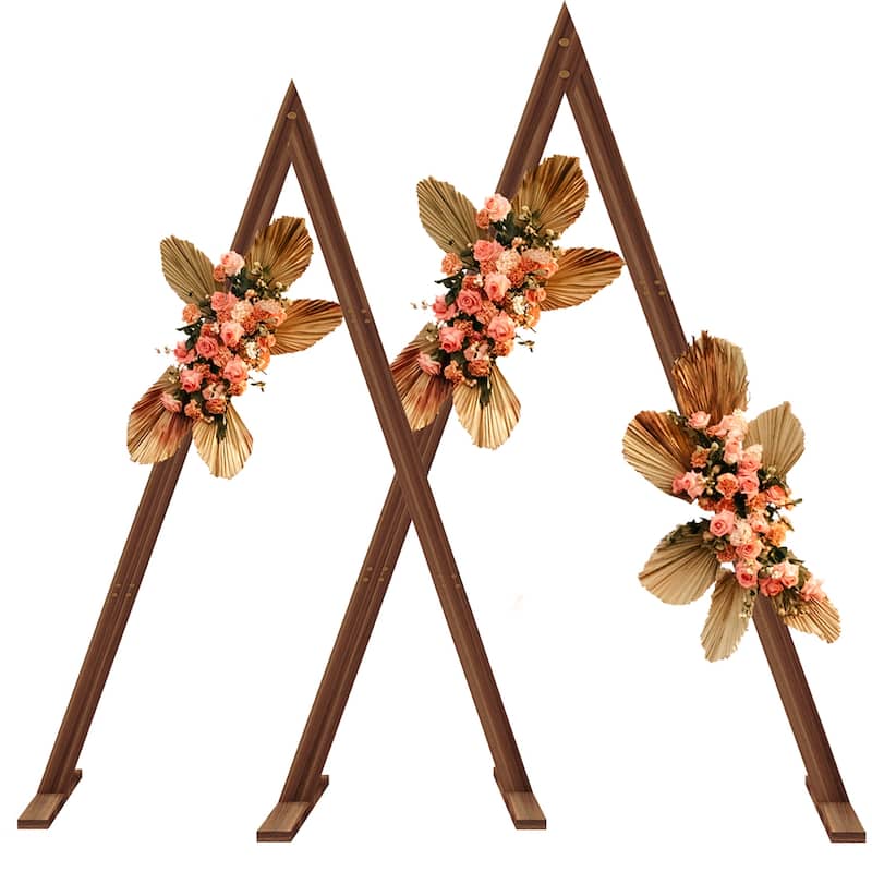 Wooden Double Wedding Triangle Rustic Backdrop Stand Arbor Frame