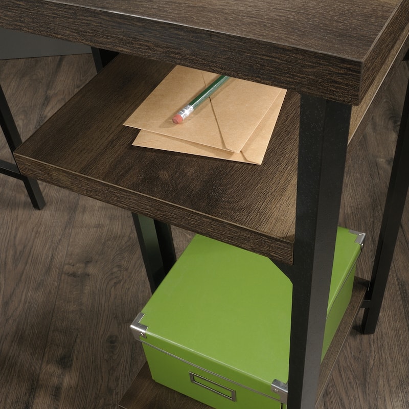 Wood L-Shaped Desk with Rustic Style, Brown