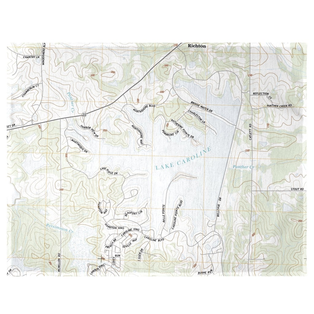 Lake Caroline, MS Nautical Map Place Mat Set of 4