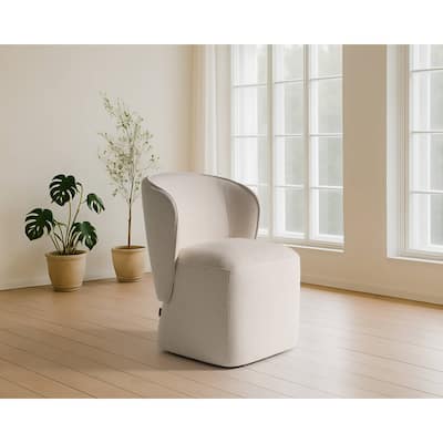 Modrest Souza Modern Beige Fabric Swivel Dining Chair