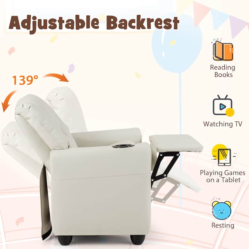 Costway Kids Recliner Chair with Cup Holder & Side Pocket Adjustable
